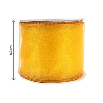 Bright Gold Wire Edge Organza Ribbon 63mm x 3m image number 3
