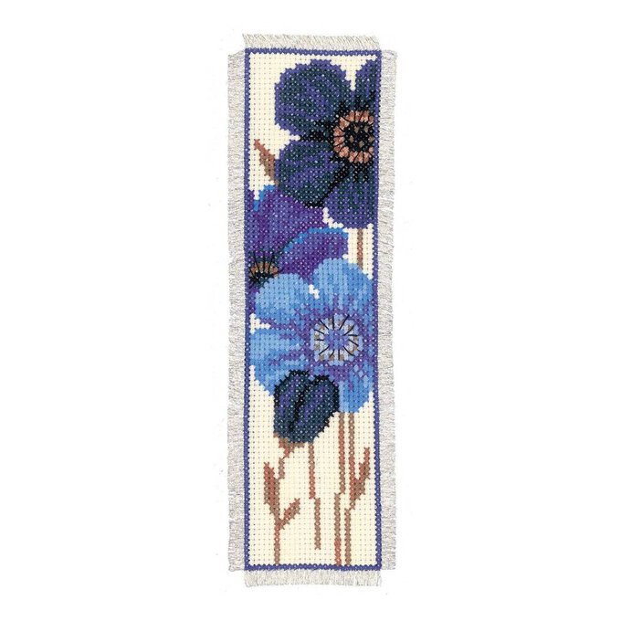 Vervaco Blue Flowers Cross Stitch Bookmark Kit Hobbycraft