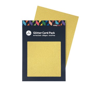 Gold Glitter Card A4 16 Pack