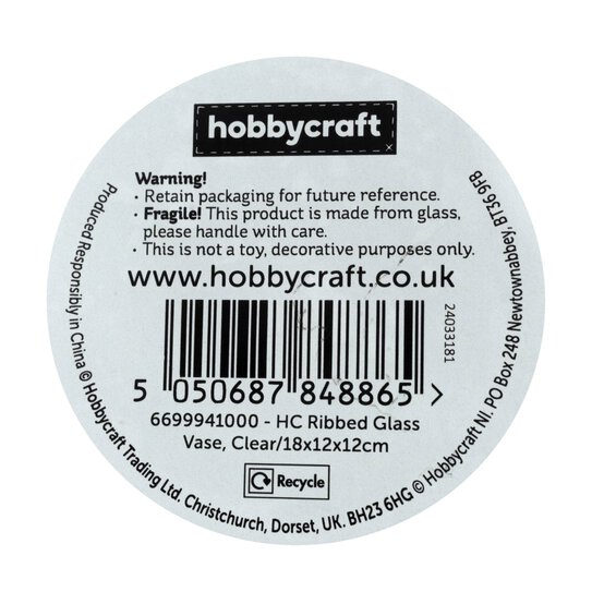 Clear Ribbed Glass Vase 18cm x 12cm image number 5