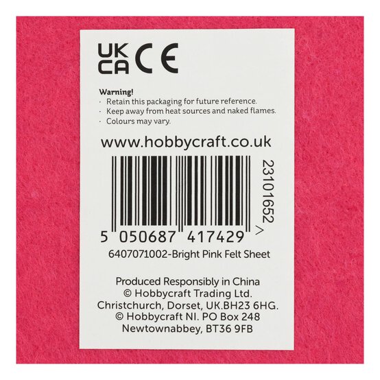 Bright Pink Polyester Felt Sheet A4 image number 6