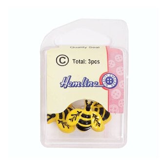 Hemline Yellow Novetly Bee Button  3 Pack image number 2