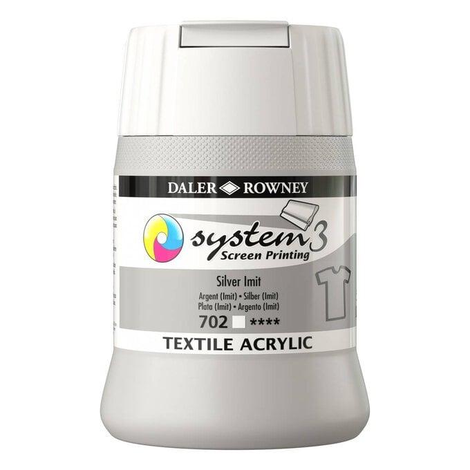 Daler-Rowney System3 Silver Imit Textile Acrylic Ink 250ml image number 1