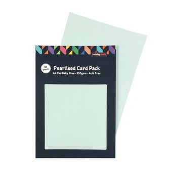 Baby Blue Pearlised Card A4 16 Pack