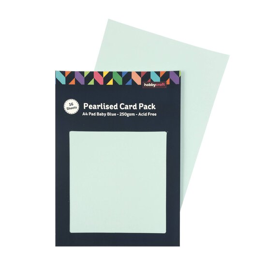 Baby Blue Pearlised Card A4 16 Pack image number 1