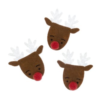 Pom Pom Reindeer Felt Embellishments 3 Pack