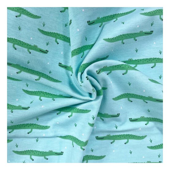 Crocodiles Cotton Spandex Jersey Fabric by the Metre image number 1