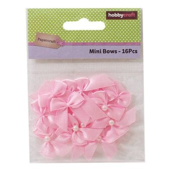 Mini Pink Pearl Bows 16 Pack