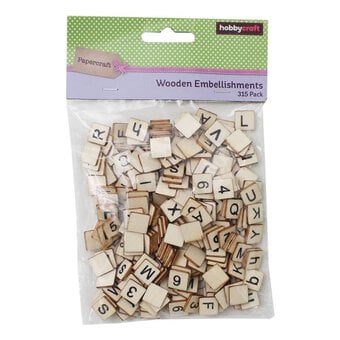 Wooden Letter and Number Tiles 315 Pieces