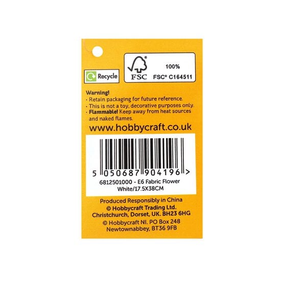 White Fabric Flower 38cm image number 5