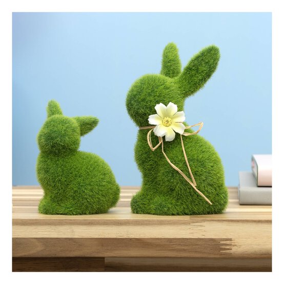 Faux Grass Bunny with Flower 15.5cm image number 2