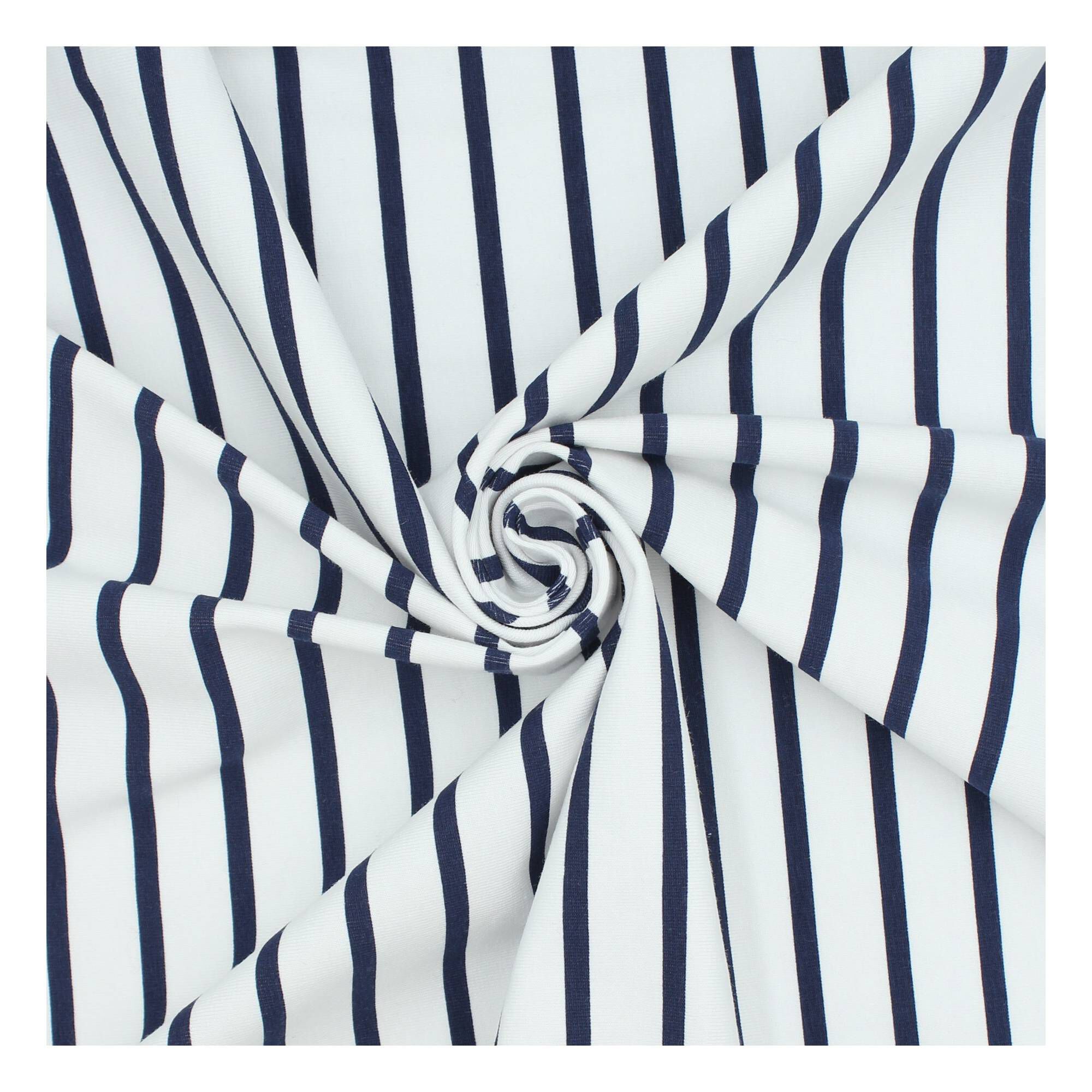 Breton Stripe Cotton Spandex Jersey Fabric by the Metre Hobbycraft