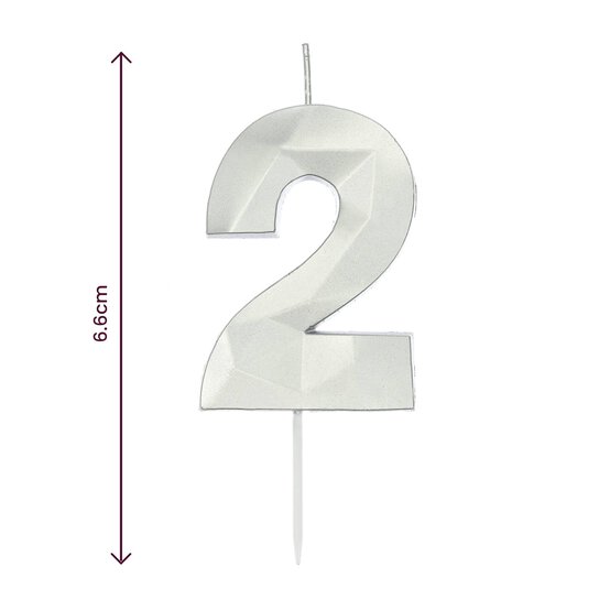 Whisk Silver Faceted Number 2 Candle image number 4