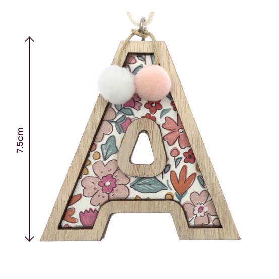 Hanging Wooden Letter A 7.5cm  image number 3