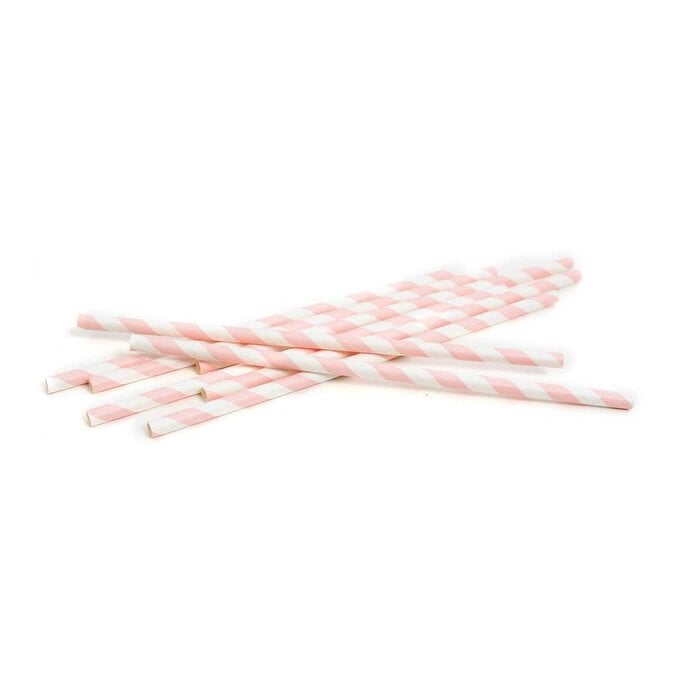 Pink Striped Paper Straws 20 Pack