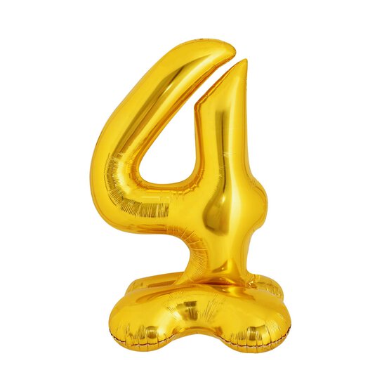 Standing Gold Number 4 Balloon 1m  image number 1