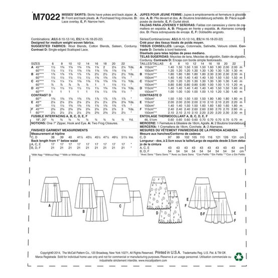 McCall’s Women’s Skirts Sewing Pattern M7022 (10-18) image number 2