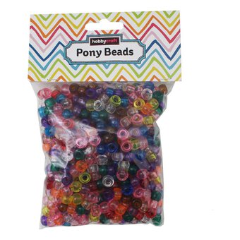 Clear Bright Mixed Pony Beads 182g