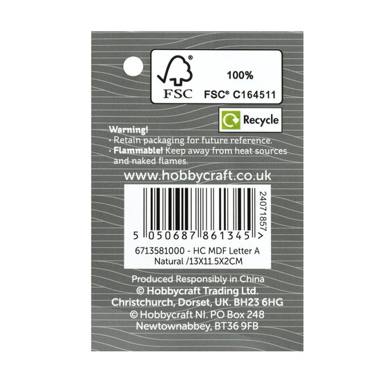 MDF Wooden Letter A 13cm image number 5