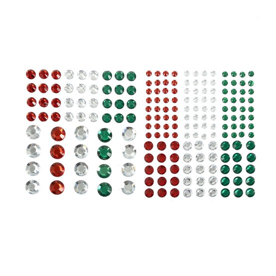 Red, White and Green Gem Stickers 197 Pack  image number 1