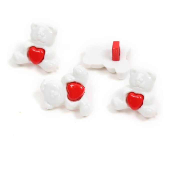 Hemline White Novelty Lovebear Button 4 Pack image number 1