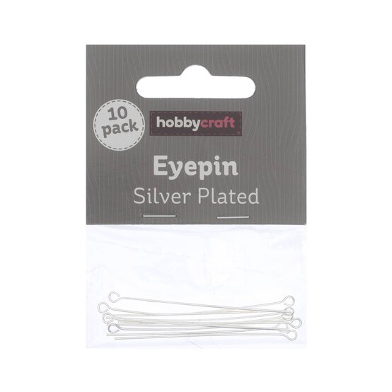 Silver Plated Eyepins 50mm 10 Pack image number 1