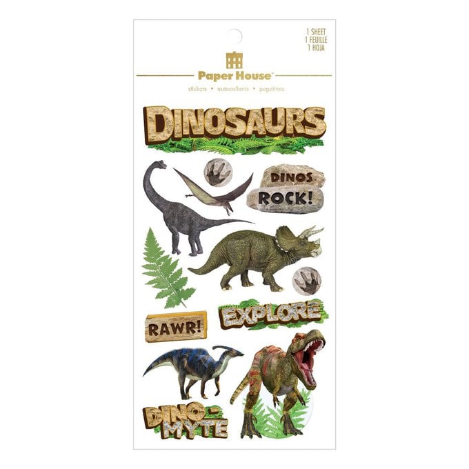 Paper House Dinosaur 3D Stickers 13 Pieces image number 1