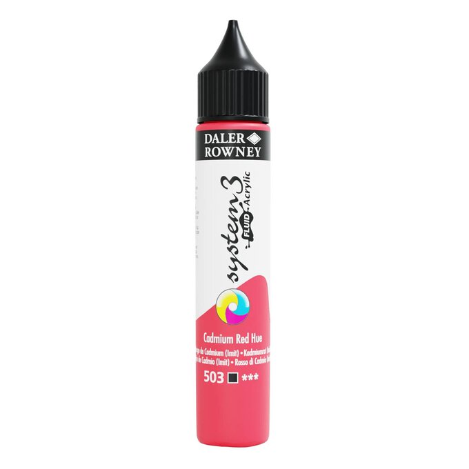 Daler-Rowney System3 Cadmium Red Hue Fluid Acrylic 29.5ml (503) image number 1