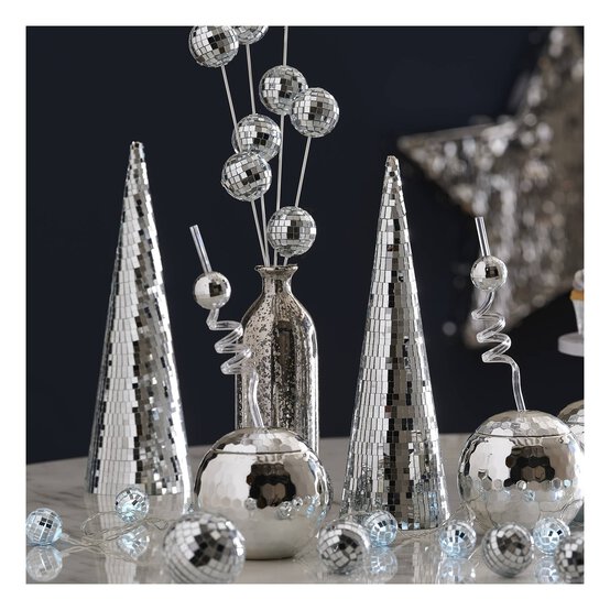 Silver Mirror Ball Tree 30cm 