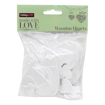 Natural Wooden Hearts 29 Pack