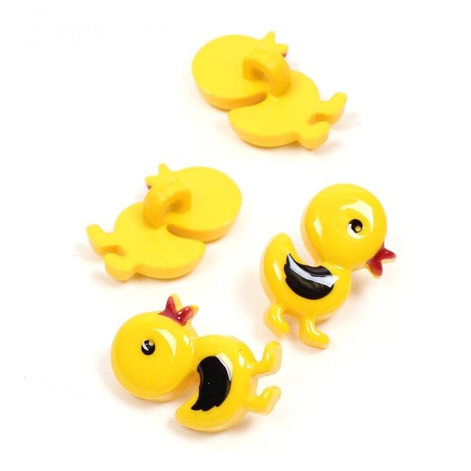 Hemline Yellow Novelty Duck Button 4 Pack image number 1