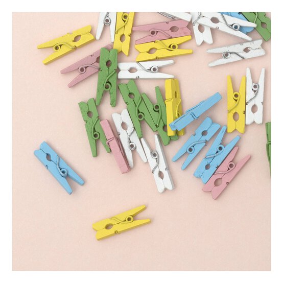 Mini Pastel Wooden Pegs 50 Pack image number 2