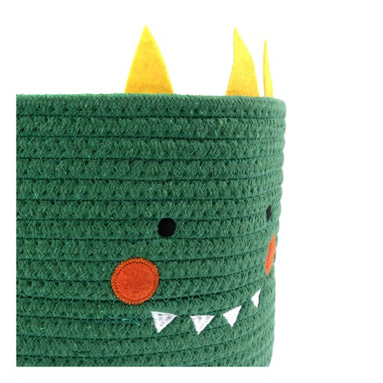 Green Dinosaur Cotton Rope Basket 30cm x 18cm  image number 3