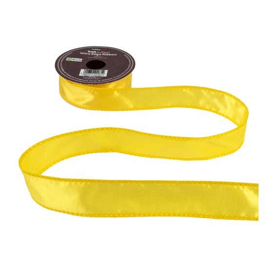 Yellow Wire Edge Satin Ribbon 25mm x 3m image number 2