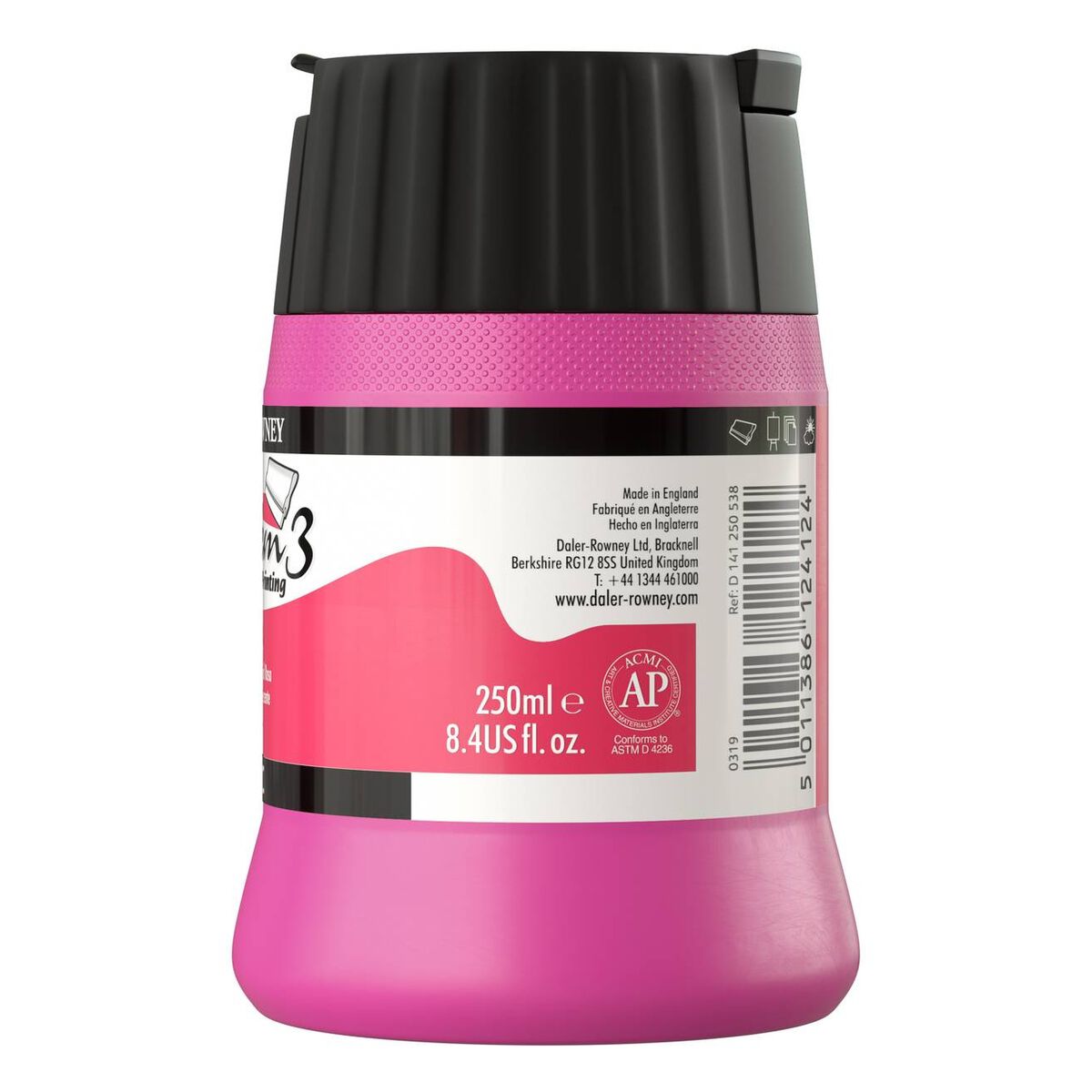 DalerRowney System3 Fluorescent Pink Screen Printing Acrylic Ink 250ml
