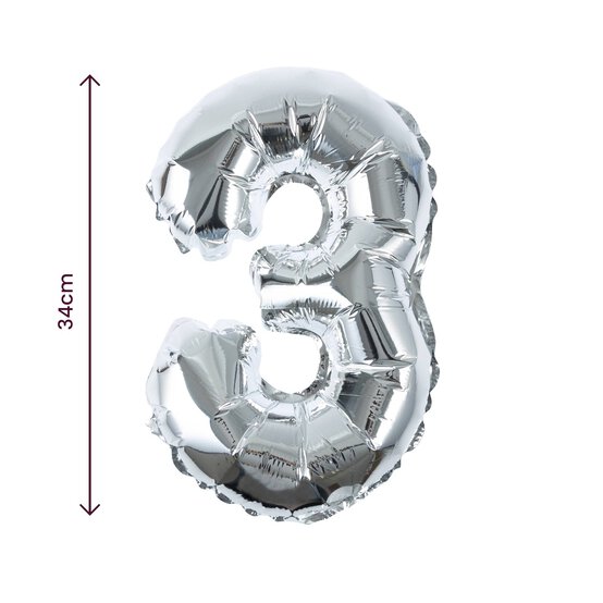 Silver Foil Number 3 Balloon image number 2