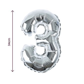 Silver Foil Number 3 Balloon image number 2