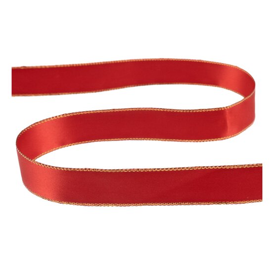 Red and Gold Satin Ribbon 18mm x 3m image number 2