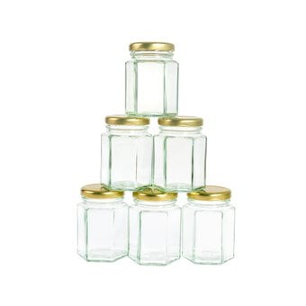 Clear Hexagonal Glass Jars 110ml 6 Pack