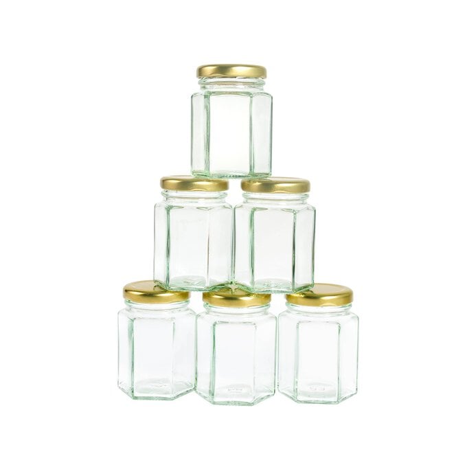 Clear Hexagonal Glass Jars 110ml 6 Pack image number 1