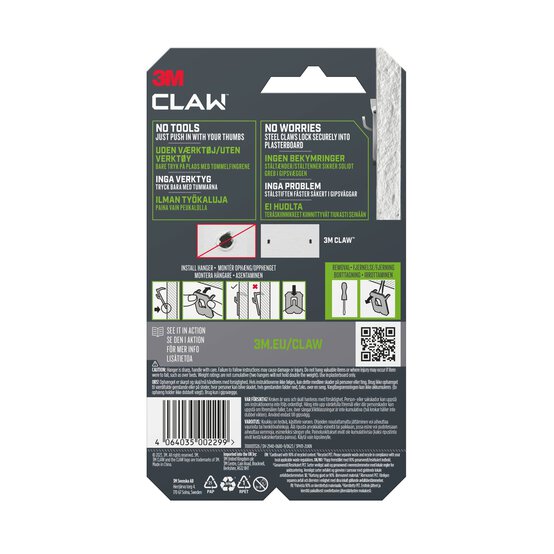 3M CLAW Picture Hanger for Plasterboard 11kg 2 Pack image number 5