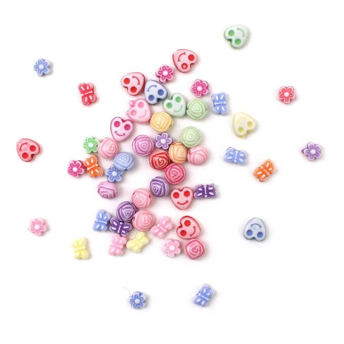 Mixed Pastel Acrylic Beads Waterfall Pack 100g image number 1