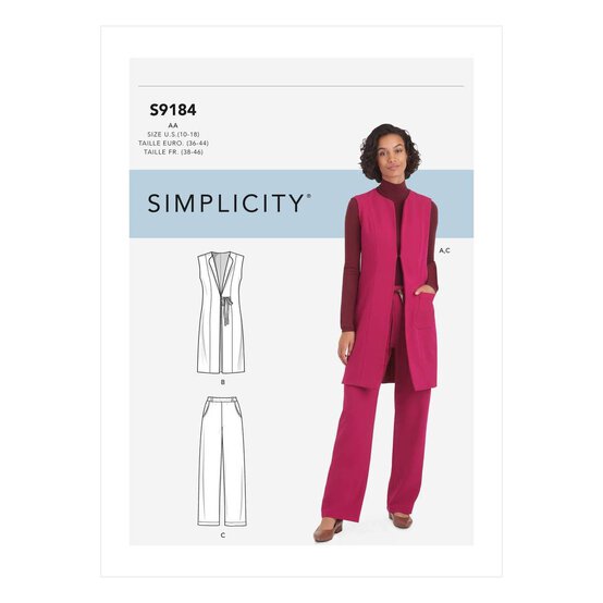 Simplicity Waistcoat and Trousers Sewing Pattern S9184 (20-28) image number 1