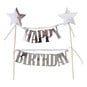 Silver Happy Birthday Cake Bunting Topper image number 1
