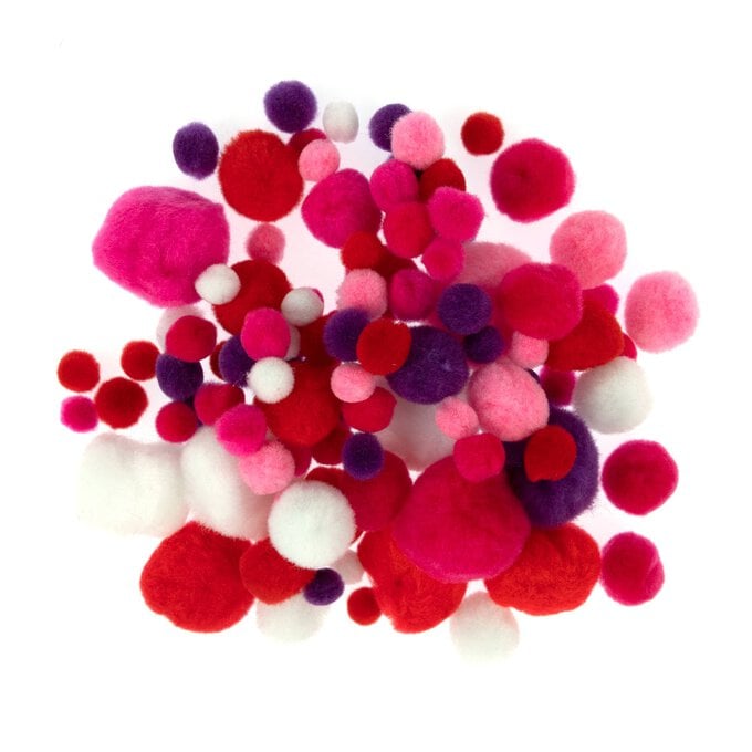 Pink and Purple Pom Poms 100 Pack image number 1