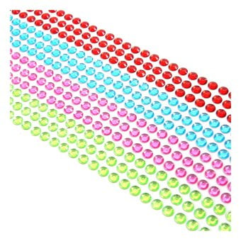 Mixed Neon Adhesive Gems 6mm 504 Pack