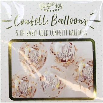 Ginger Ray Oh Baby Gold Confetti Balloons 5 Pack image number 3