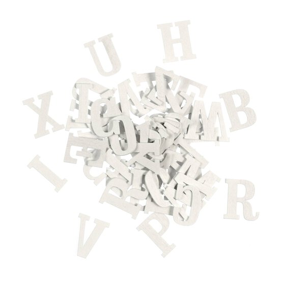 White Wooden Letters 52 Pieces image number 1
