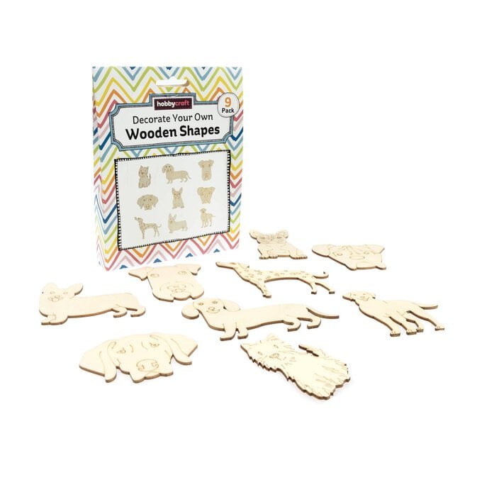 Decorate Your Own Dog Wooden Shapes 9 Pack image number 1