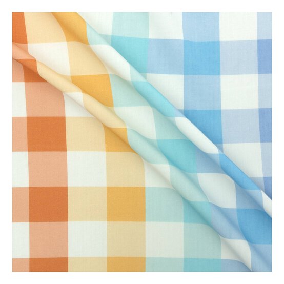 Large Rainbow Gingham Viscose Fabric by the Metre image number 1
